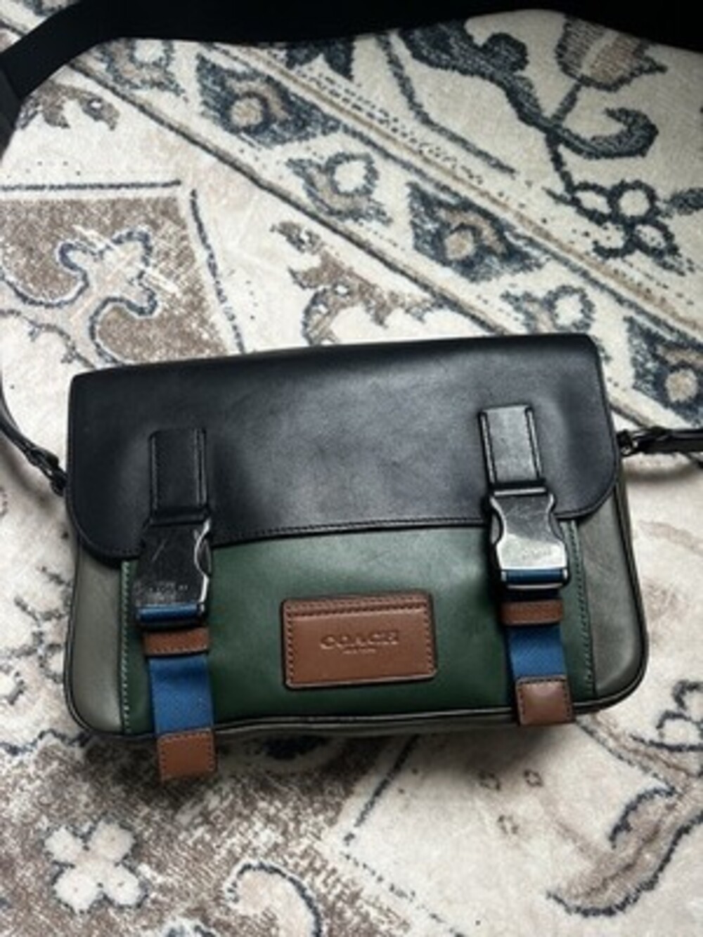 Coach Track Color Block Multi Leather Flap SpeedClips ShoulderBag Crossbody